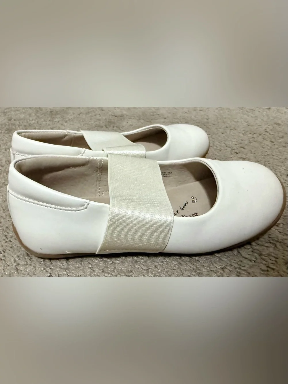 Livie & Luca Girls Ivory Elastic-Strap Dress Flats Size 9 Toddler